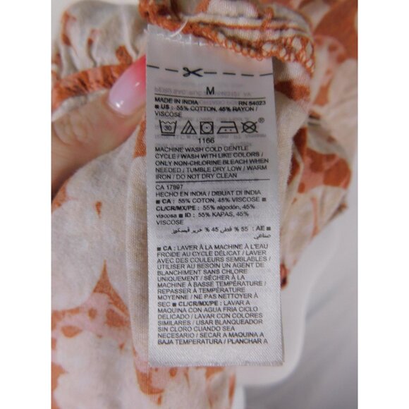 Old Navy Dress Womens Medium Orange Floral Maxi Boho Smocked Waist Cap Sleeve - Picture 12 of 12